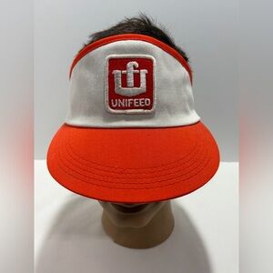 Vintage UNIFEED Sun Visor Hat Orange & White
